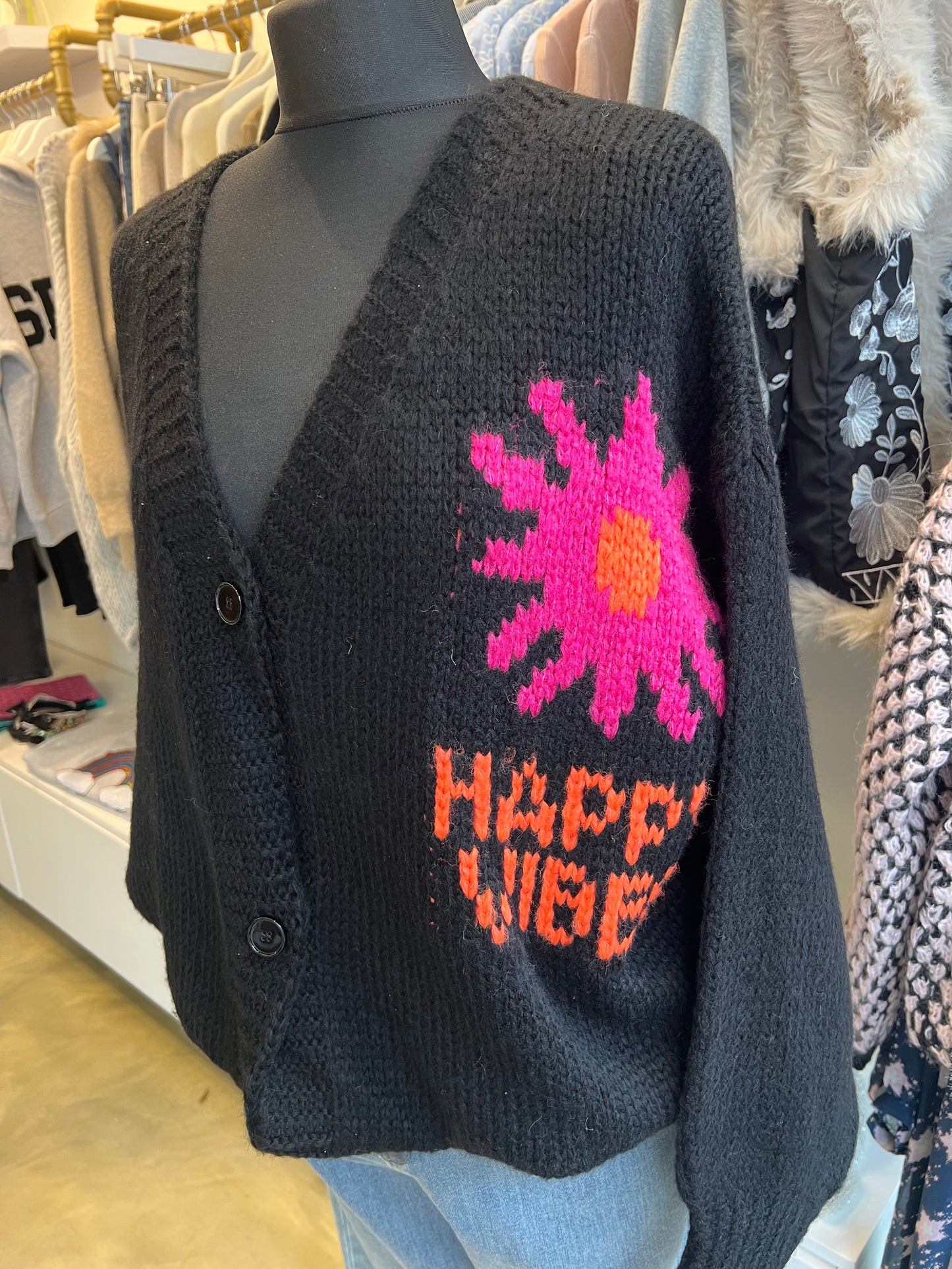 Happy vibes cardi black