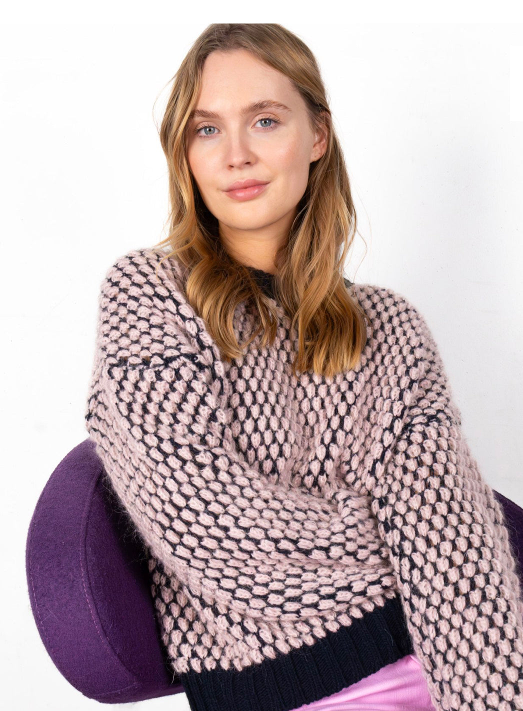 Black Colour DK Bubble effect knit jumper