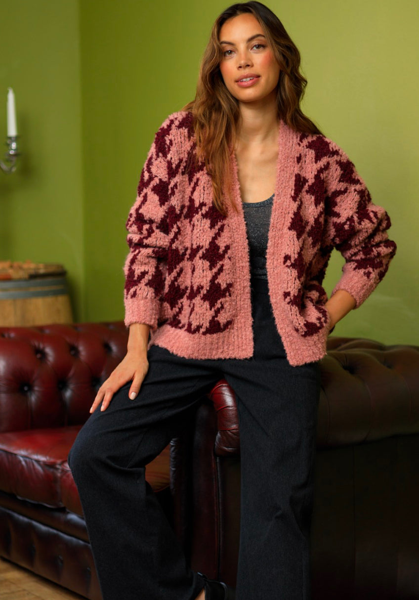 Black Colour DK Houndstooth cardigan