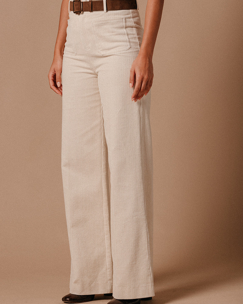Grace & Mila Layton Ecru wide leg cord trousers