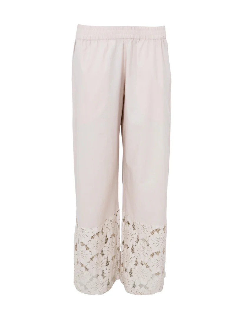 Wide leg trousers with lace