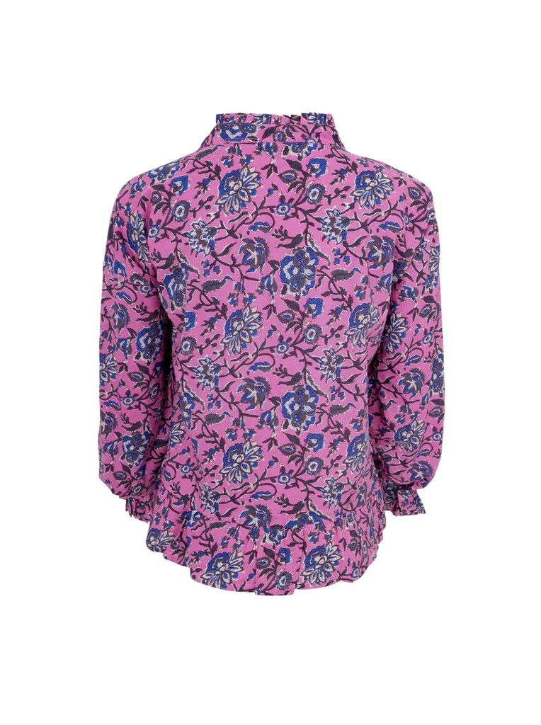Black Colour DK Ruffle Blouse - Pink