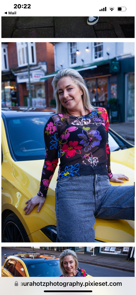 Floral mesh top