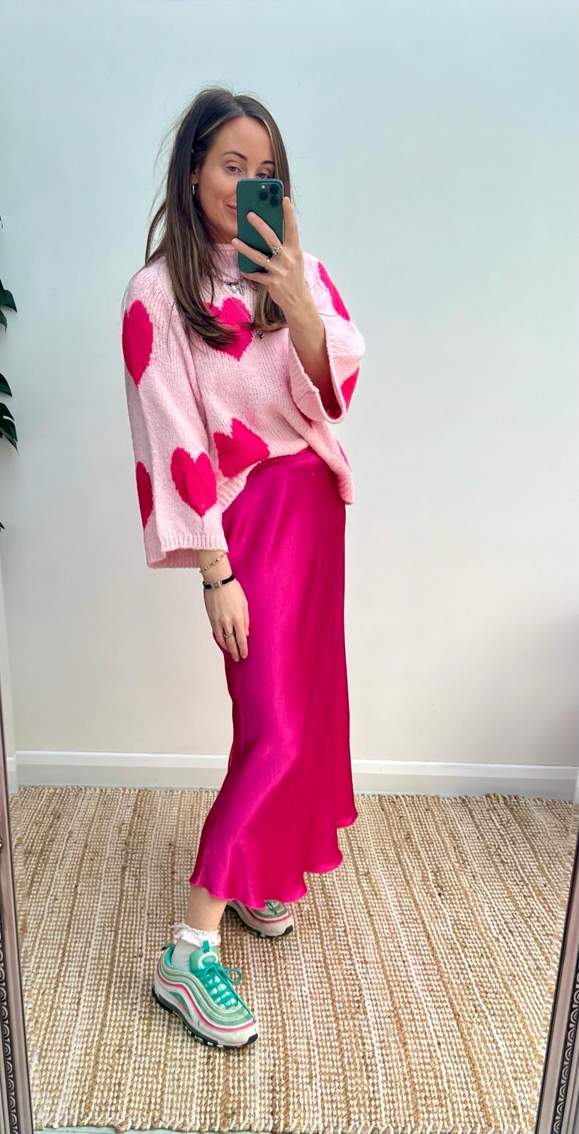 Cerise Bias cut skirt