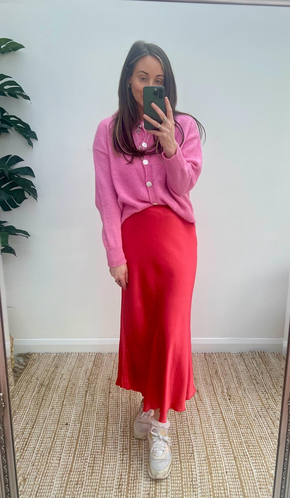 Red Bias cut skirt